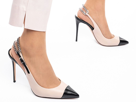 Slingback δερμάτινες γόβες με λουράκι στον αστράγαλο
