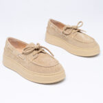 Leather platform boat loafers
