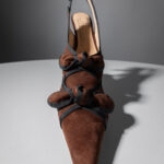 Suede-Leather Slingback Pumps