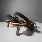 Suede-Leather Slingback Pumps