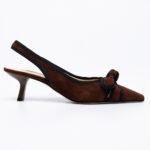 Suede-Leather Slingback Pumps
