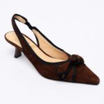 Suede-Leather Slingback Pumps