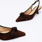 Suede-Leather Slingback Pumps