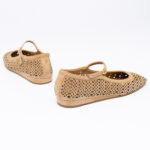Suede-Leather Perforated Flats