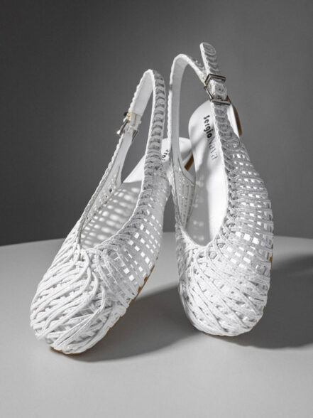 Δερμάτινης πλέξης slingbacks