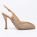 Peep-toe mesh slingbacks