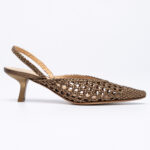 Δερμάτινης πλέξης slingbacks