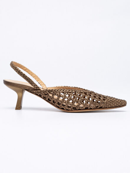 Δερμάτινης πλέξης slingbacks