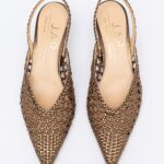 Woven leather slingbacks