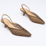 Woven leather slingbacks
