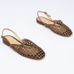 Woven leather slingback flats