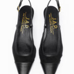 Mesh δερμάτινα slingbacks