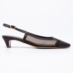 Mesh δερμάτινα slingbacks