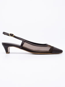 Mesh δερμάτινα slingbacks