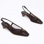 Mesh δερμάτινα slingbacks