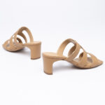 Strapped leather mules