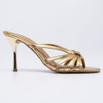 Metallic strapped mules