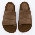 Suede leather slides