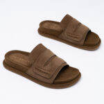Suede leather slides