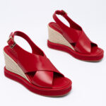 Leather wedges espadrilles