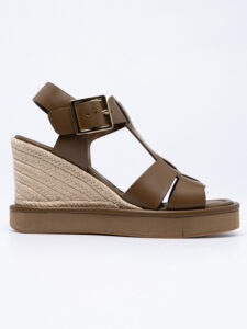 Leather wedge espadrilles