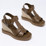 Leather wedge espadrilles