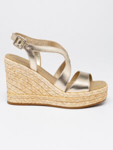 Metallic-leather wedge espadrilles