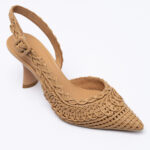 Woven-leather slingback pumps