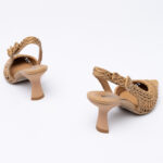 Woven-leather slingback pumps
