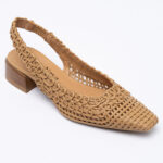 Woven leather slingbacks