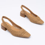 Woven leather slingbacks