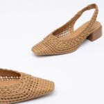 Woven leather slingbacks