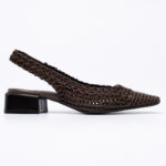 Δερμάτινης πλέξης slingbacks