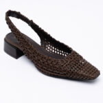 Woven leather slingbacks