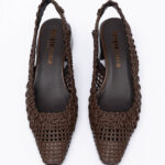 Woven leather slingbacks
