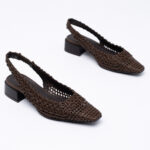 Woven leather slingbacks