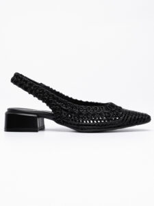 Δερμάτινης πλέξης slingbacks