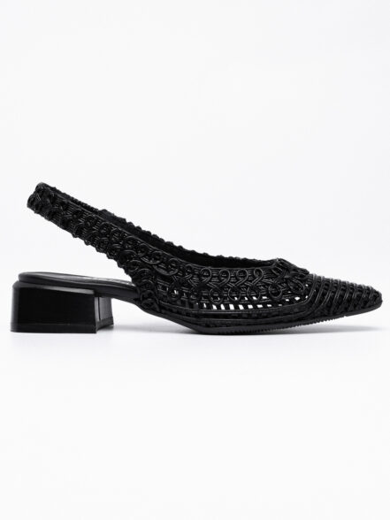 Δερμάτινης πλέξης slingbacks