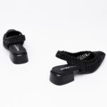Δερμάτινης πλέξης slingbacks