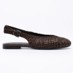 Δερμάτινης πλέξης slingbacks