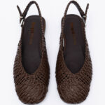 Woven leather slingback flats