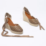 Leather wedge espadrilles