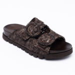 Lace leather slides