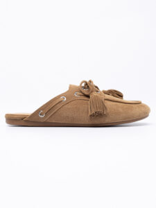 Suede boat-style slippers