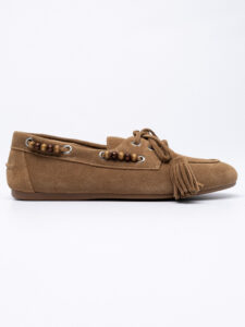 Suede tassel boat loafers