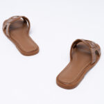 Croc-effect leather slides